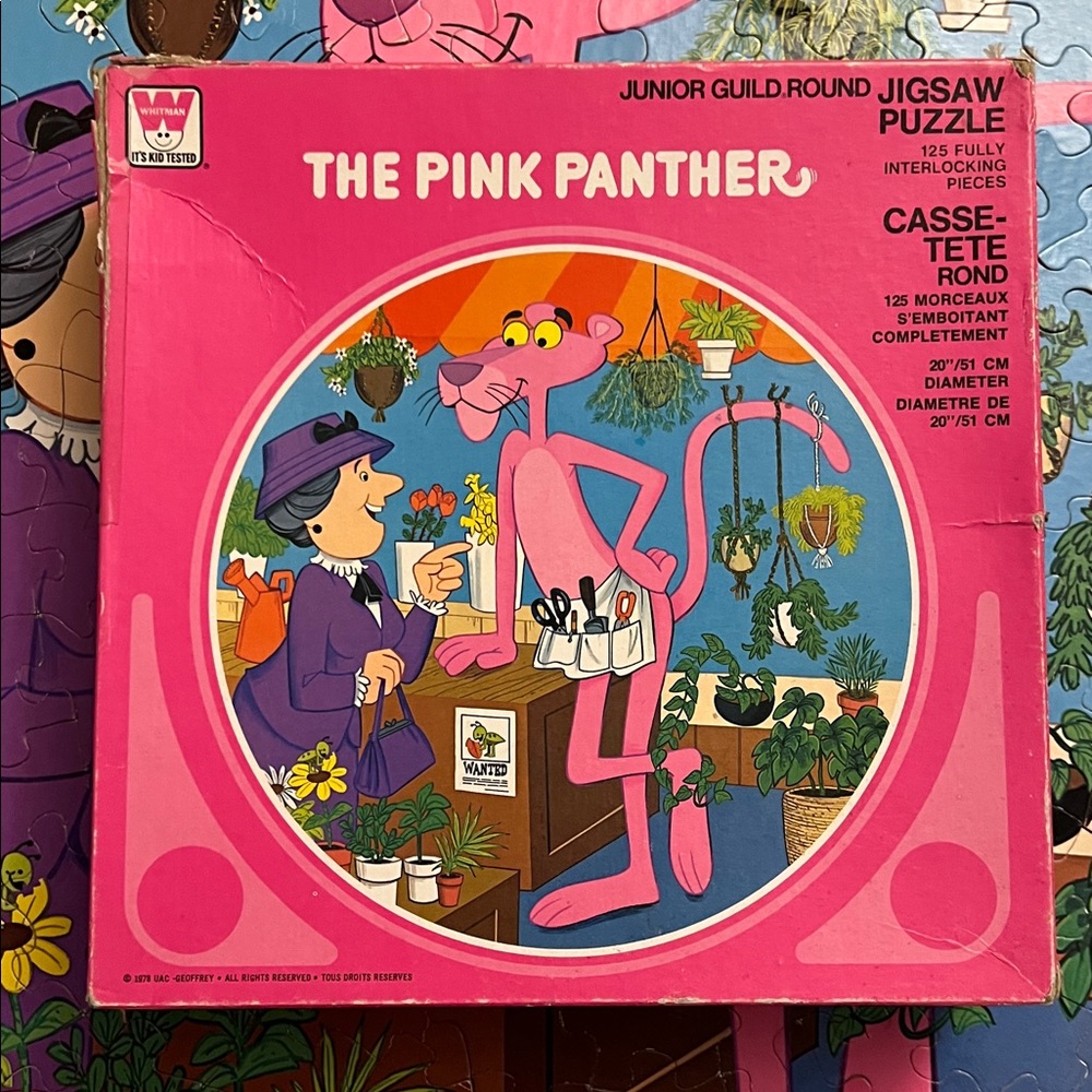 VINTAGE 1978 Whitman Junior Guild The Pink Panther round jigsaw puzzle 125 piece